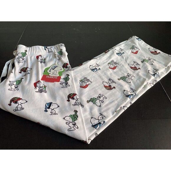 Peanuts Christmas SNOOPY Winter FLEECE Lounge Pajama PJ Pants Women’s Sz M NEW - Picture 2 of 10